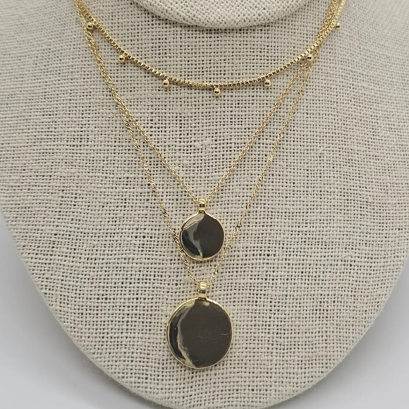 14kt. Gold Dipped 3 Std Disc. Layering Necklace NWT - Picture 3 of 4